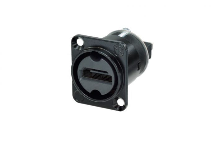 NAHDMI-W-B (Tasker TN040) — Adattatore femmina/maschio HDMI a pannello con flangia di tipo D - nero