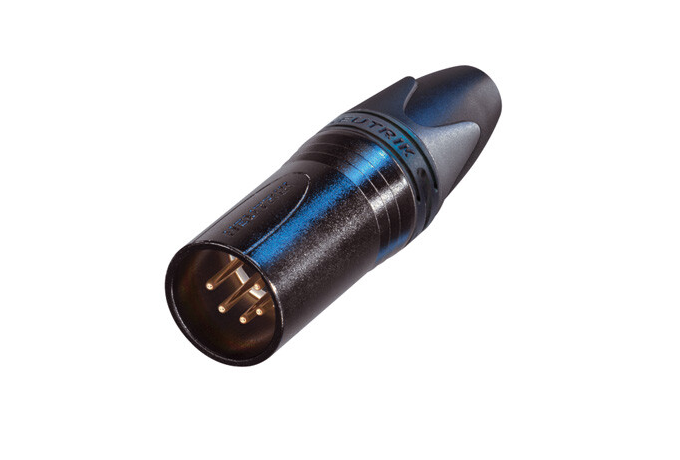 NC5MXX-B (Tasker TN196) — Connettore XLR 5 poli maschio con contatti oro corpo nero