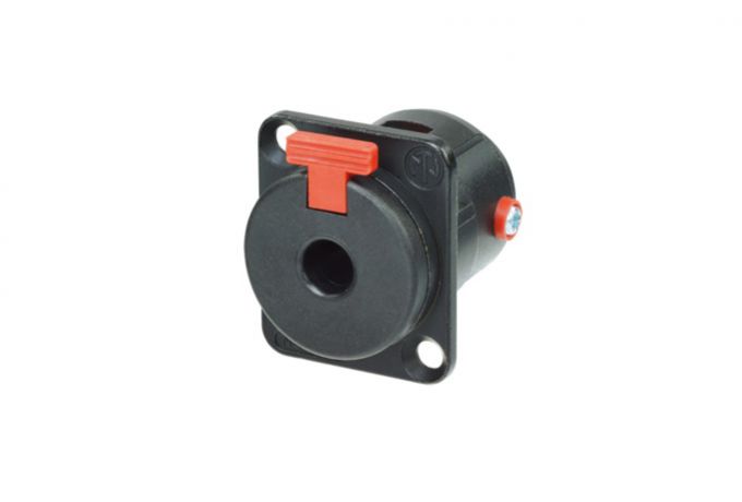 NJ3FP6C-BAG (Tasker TN284) — Jack da pannello femmina 6,3 in metallo nero con flangia di tipo D, per maschi mono o stereo