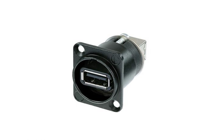 NAUSB-W-B (Tasker TN044) — Adattatore Reversibile USB 2 (A-B) da pannello con flangia di Tipo D - nero