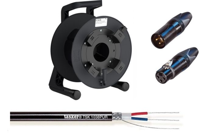 GT33DPV — Avvolgicavo professionale cablato con cavo DMX TSK1038PUR + NC3MXX-B + NC3FXX-B + GT235RM