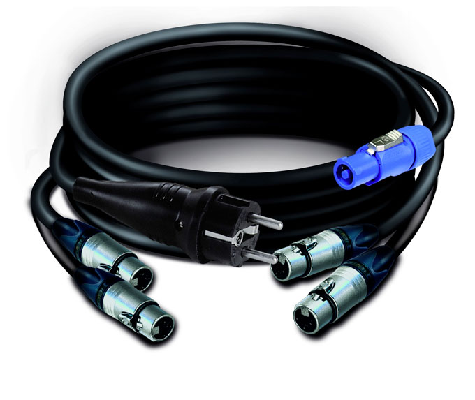 DIF2M2B281 — C290 Tasker cable - Neutrik 2x NC3FXX – Schuko rubber plug / Neutrik 2x NC3MXX – PowerCon NAC3FCA