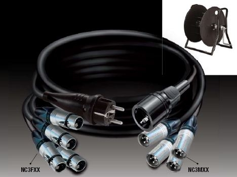 DIF4S294S5 — C294 Tasker cable Neutrik 4x NC3FXX – Schuko rubber plug / Neutrik 4x NC3MXX – Schuko rubber socket