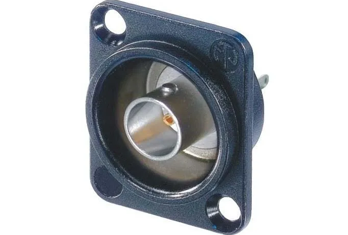 NBB75DSGB (Tasker TN073) — Connettore BNC 75Ω femmina da pannello con corpo in metallo, contatti dorati e contatto di terra.