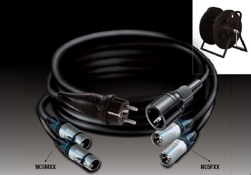 DIF2M21284S — C284 Tasker cable - Neutrik 2x NC5FXX – Schuko rubber plug / Neutrik 2x NC5MXX – Schuko socket