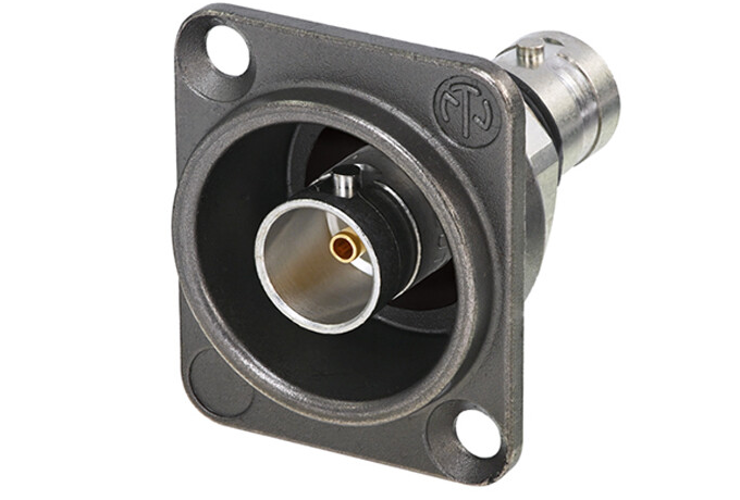 NBB75DFIX (Tasker TN072) — Connettore BNC 75Ω femmina passante da pannello per applicazioni da 6 e 12G-SDI