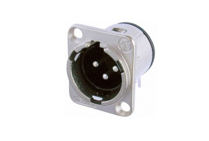 NC3MD-H (Tasker TN107) — Male panel XLR 3 pin with silver contacts, metal body and PCB mount