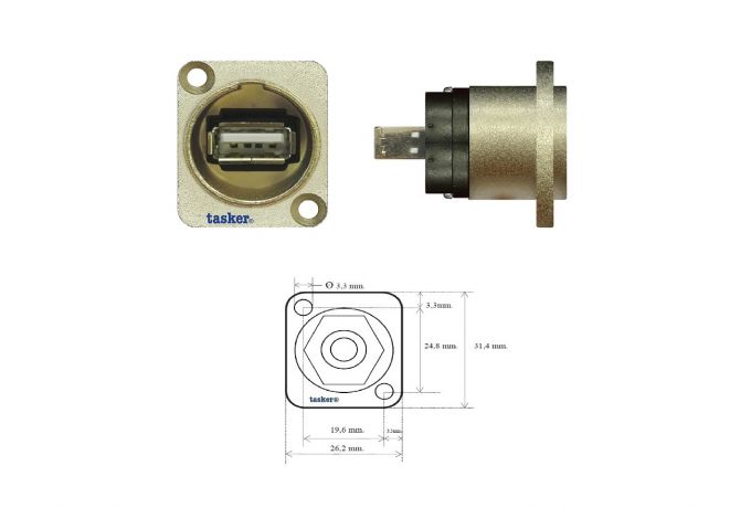 TP01 — Adattatore da pannello USB A - USB B