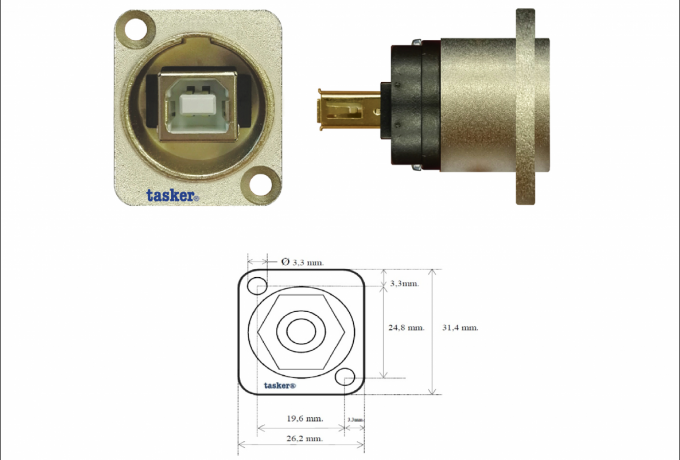 TP02 — Adattatore da pannello USB B - USB A