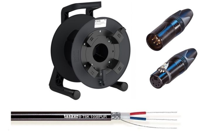 GT35DPV — Avvolgicavo professionale cablato con cavo DMX TSK1038PUR + NC5MXX-B + NC5FXX-B + GT235RM