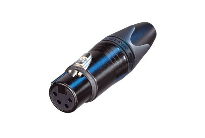 NC4FXX-B (Tasker TN155) — Black metal female XLR 4 pin connector with gold contacts