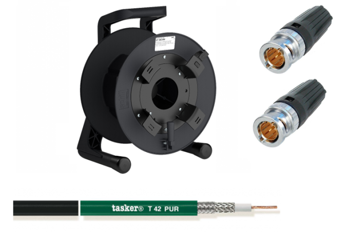GT42CPV — Professional Assembled Cable Drum with Video Cable T42 PUR (12G-SDI) + 2 Neutrik connector NBNC75BWU13 + GT235S0