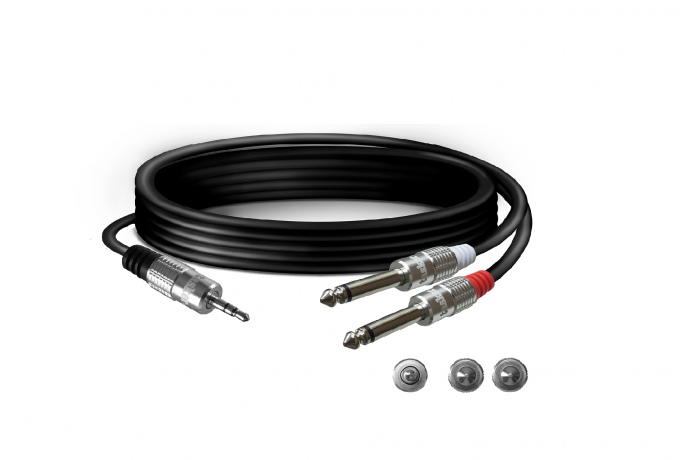 TK050 — Cablato Jack stereo 3.5 maschio/2 * Jack Mono 6.3 maschio