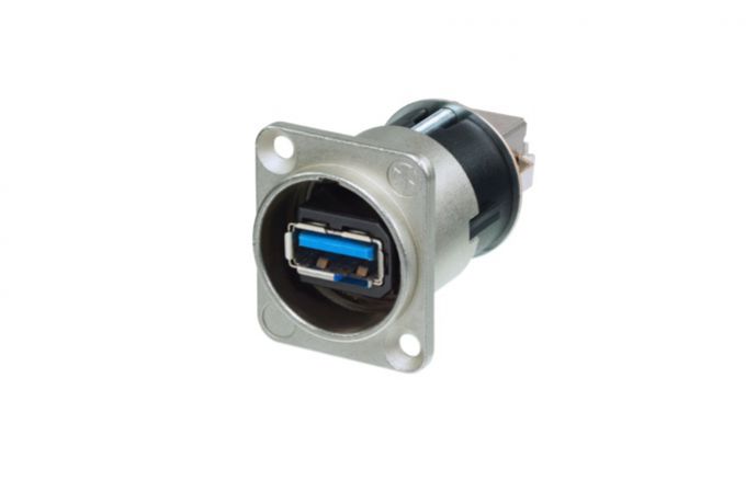 NAUSB3 (Tasker TN410) — Crome D shape reversable USB 3.0 A to B adapter
