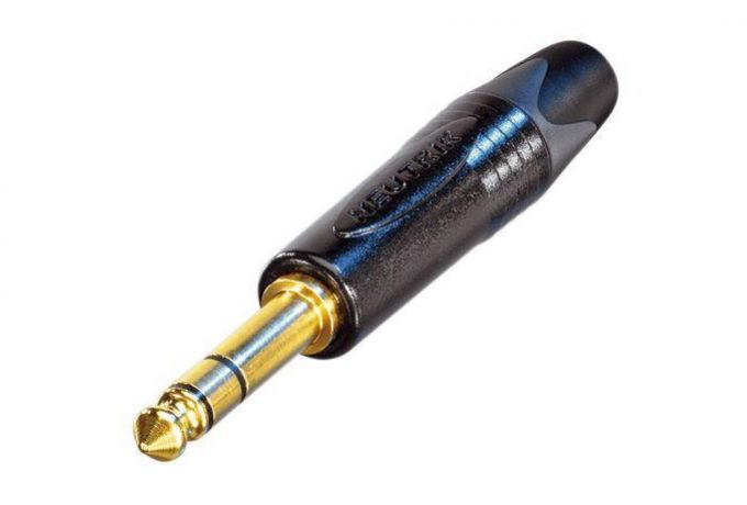 NP3X-B (Tasker TN354) — Jack stereo maschio 6,3 a 3 poli con corpo in metallo metallo nero e contatti dorati